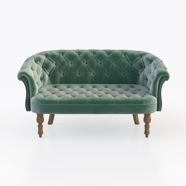 Velvet Chaise Lounge Button Tufted Nail Trim 