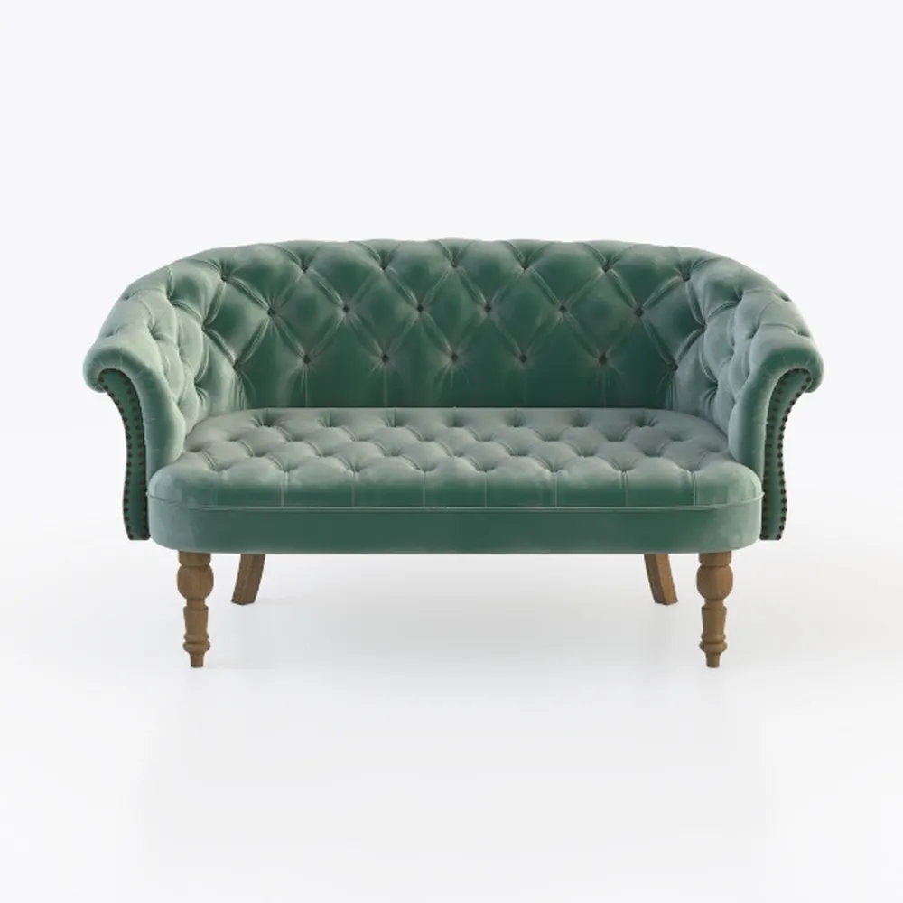 Velvet Chaise Lounge Button Tufted Nail Trim 