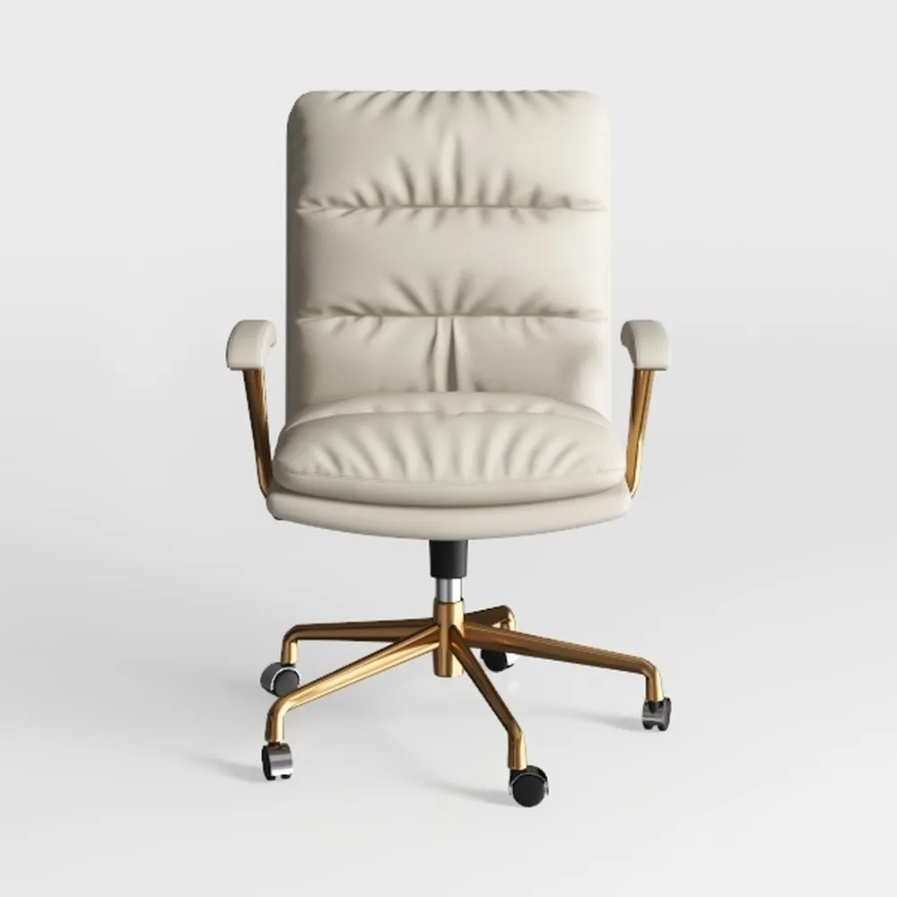 VECELO PU Leather Mid-Back Armless Vanity Chair