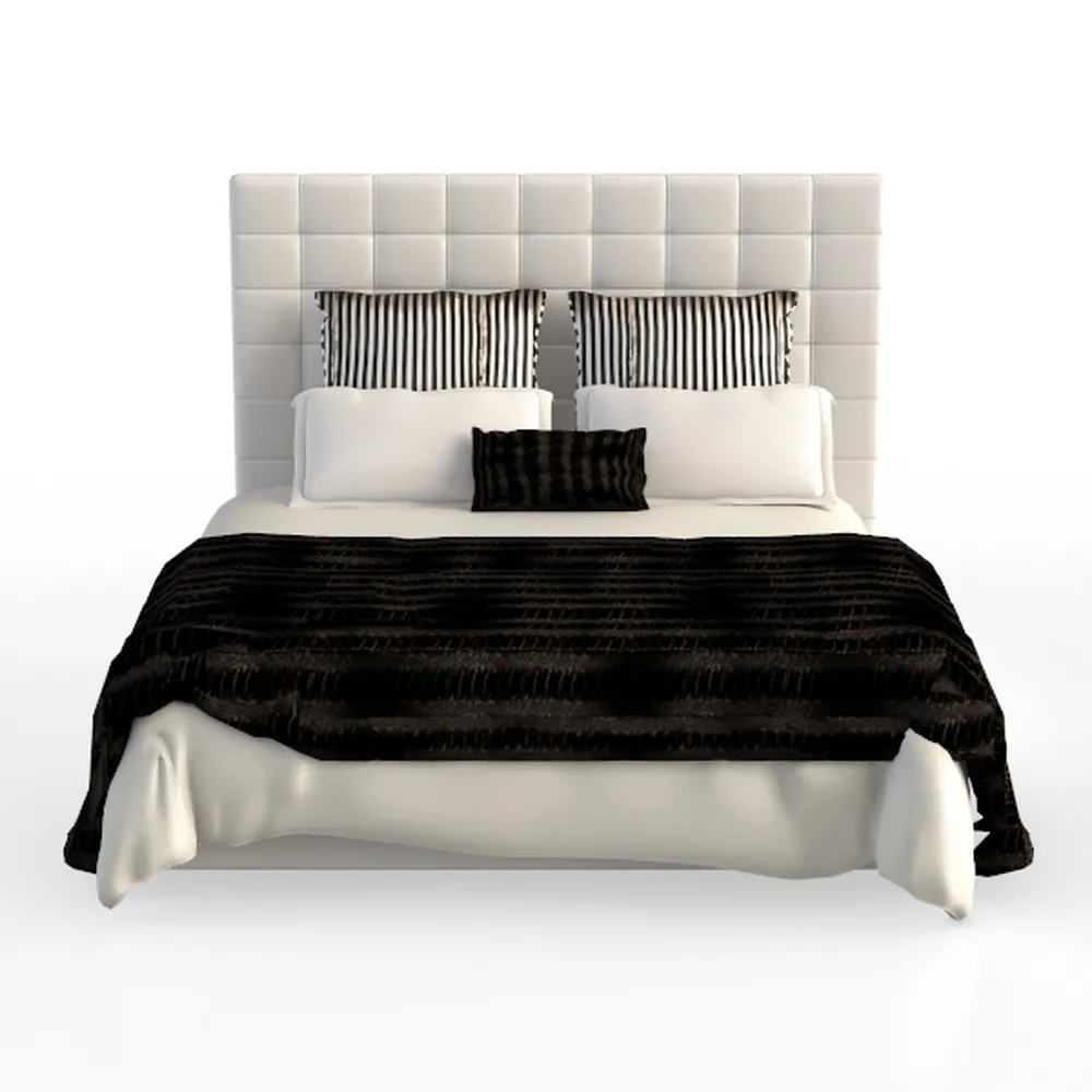 Acme Rivas Channel-Tufted Fabric Queen Bed with Ov