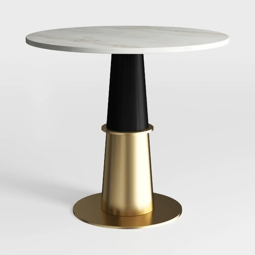 Henf Luxury Marble Round Dining Table for 4-6, Whi