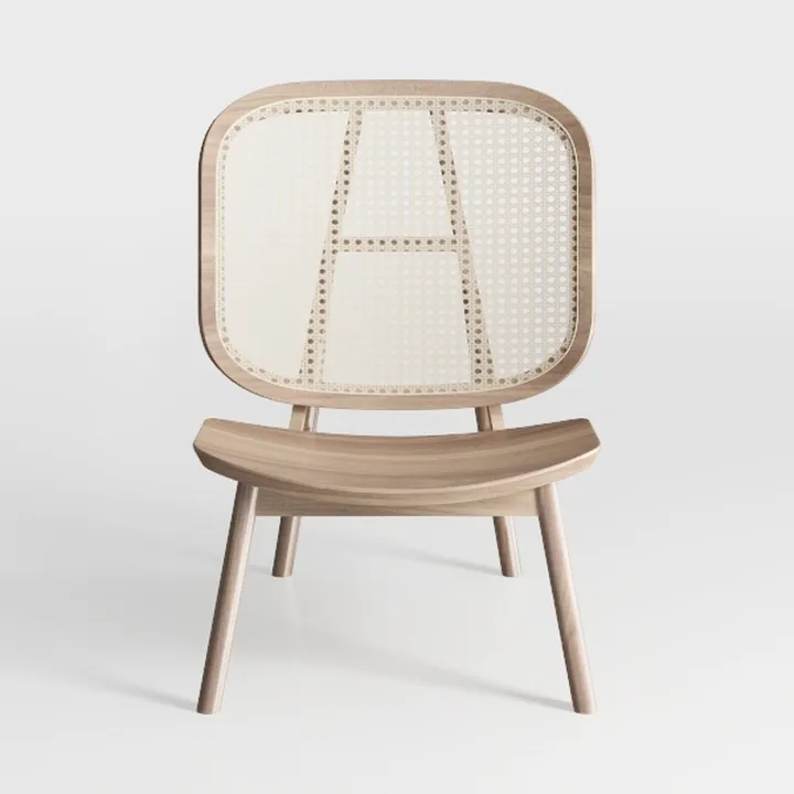 Minimalist Solid Wood Rattan Accent Chair 3D Model