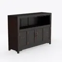 Vintage Solid Wood Carved Storage Sideboard 3D Model Right 45 Degree View