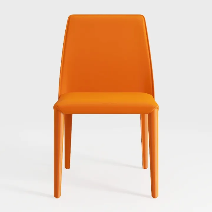 Modern Orange Leather Upholstered Dining Chair 3D Model