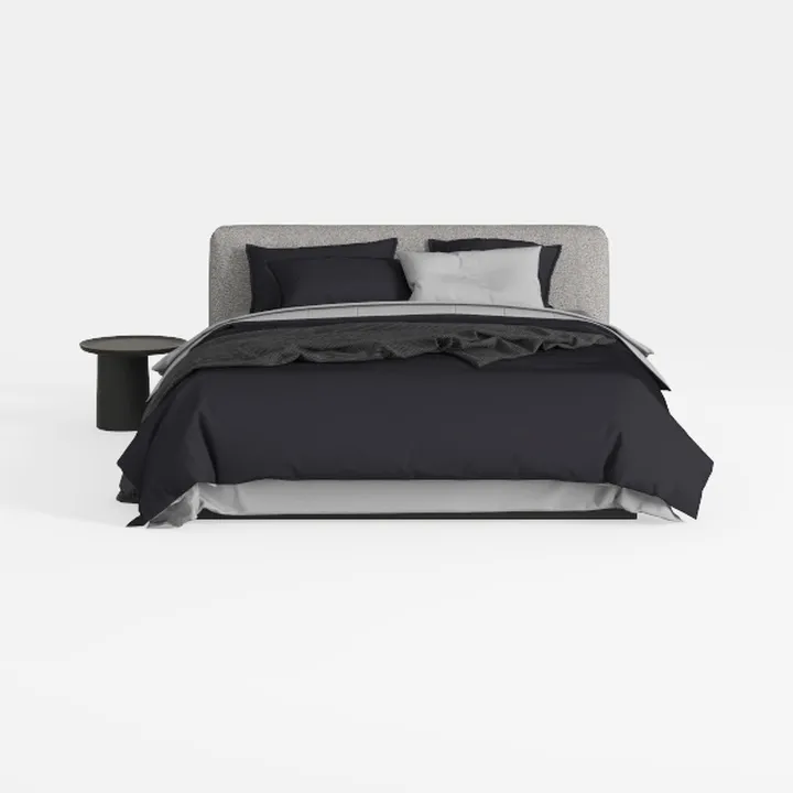 Minimalist Modern Fabric Upholstered King Bed with Matching Nightstand 3D Model
