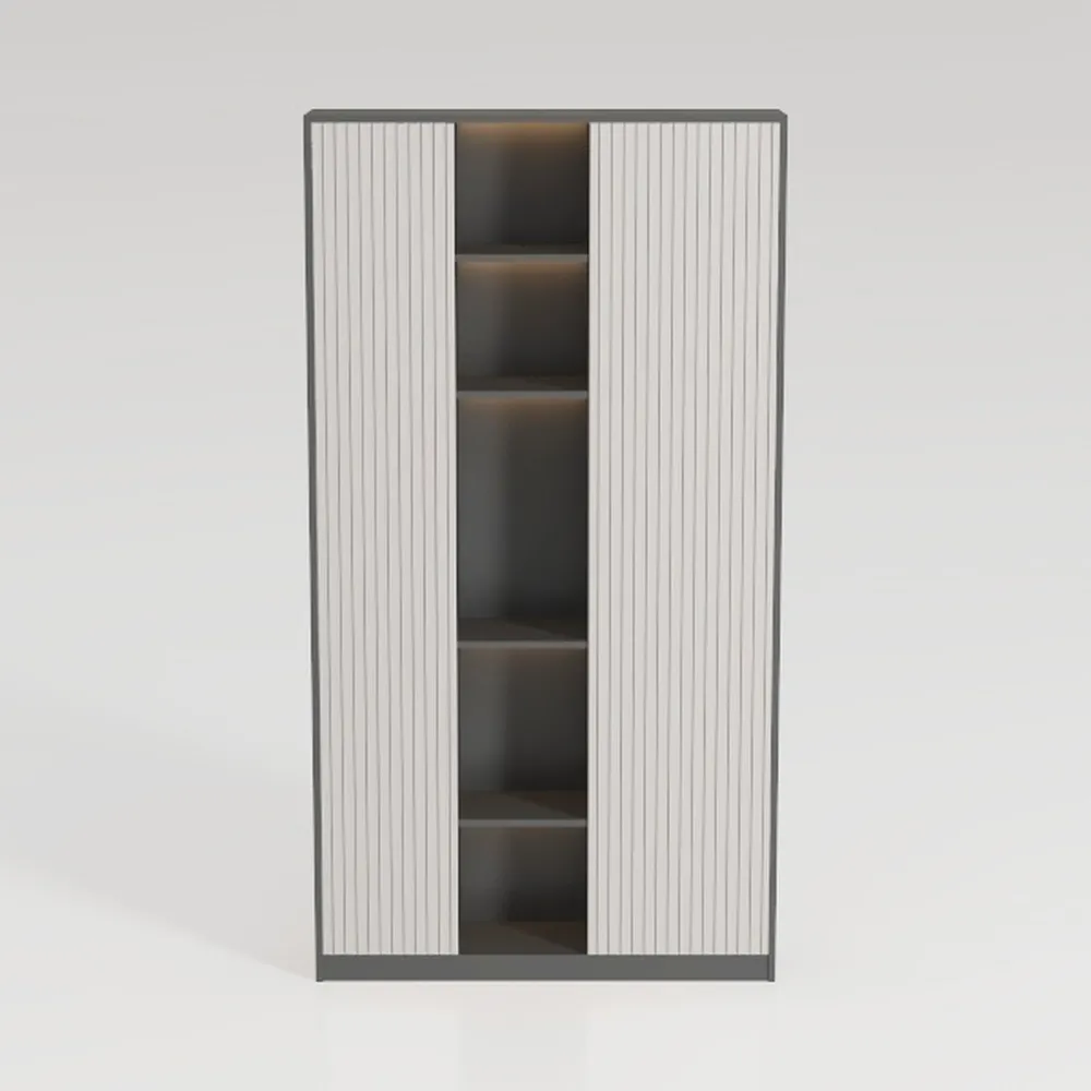 T4TREAM Fluted Shoe Storage Cabinet with 2 Sliding