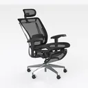 Minimalist Mesh Fabric Metal Office Chair 3D Model Right 45 Degree View