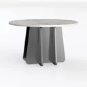 Modern Marble Top Black Metal Round Dining Table 3D Model Left 45 Degree View