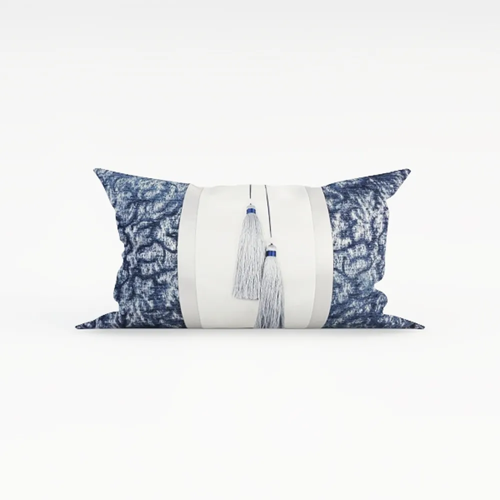 Blue Tie-Dye Art Outdoor Pillow Cover 12x20 Inch