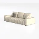 Minimalist Cream Fabric Channel Tufted Extra Large Sofa 3D Model Left 45 Degree View