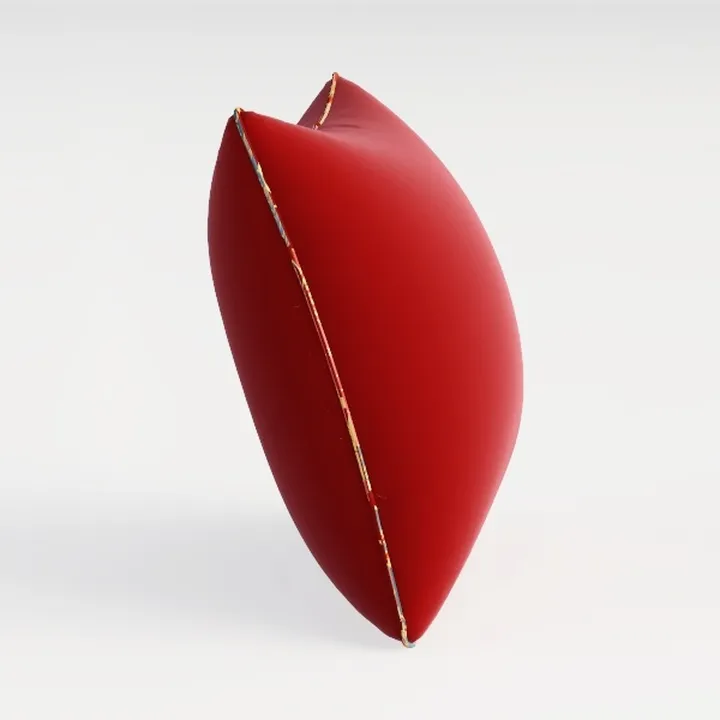 Minimalist Red Fabric Decorative Throw Pillow With Gold Trim 3D Model
