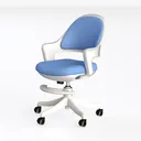 Modern Blue Fabric White Plastic Office Chair 3D Model Left 45 Degree View