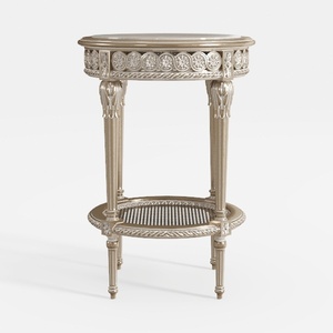 French Vintage Carved Metal Wooden End Table 3D Model