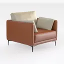Modern Two Tone Leather Armchair With Metal Legs 3D Model Right 45 Degree View