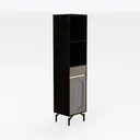 Bathroom Storage Cabinet, Small Corner Floor Hutch Right 45 Degree View