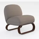 Minimalist Boucle Fabric Walnut Wood Armchair 3D Model Right 45 Degree View