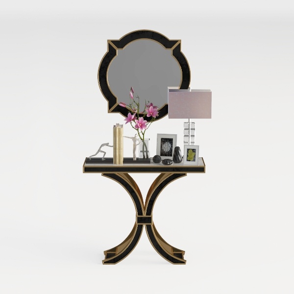 Turrella 70.9 in. Black and Gold Elegant Entryway 