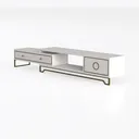 Modern White Gold Accent Extendable TV Stand Cabinet 3D Model Left 45 Degree View