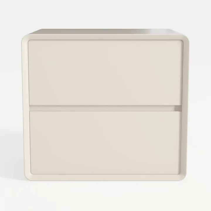 Minimalist Solid Wood Two Drawer Nightstand 3D Model