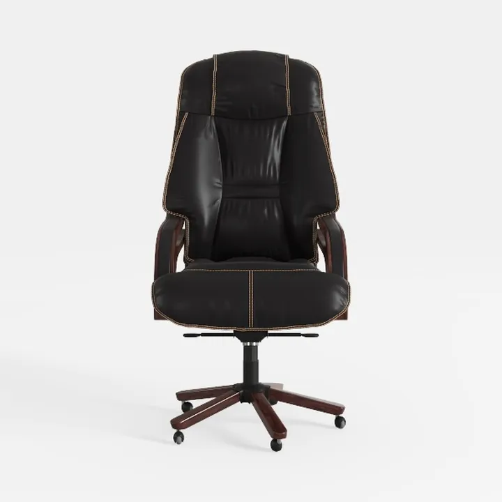 Luxury Black Leather Walnut Office Executive Chair 3D Model