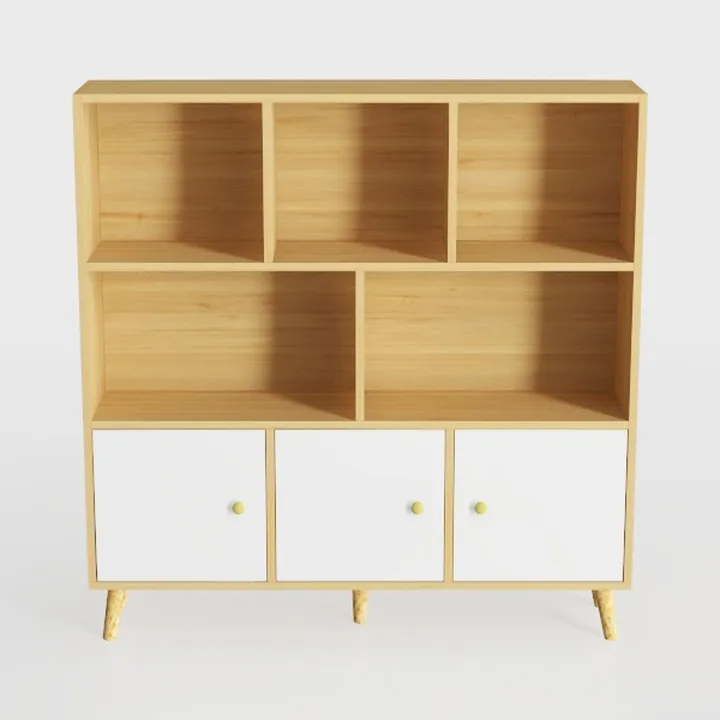 Cubby Shelf Bookcase with Doors - Wooden 11 Cube