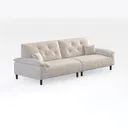 Minimalist Beige Fabric Tufted Extra Large Sofa 3D Model Right 45 Degree View
