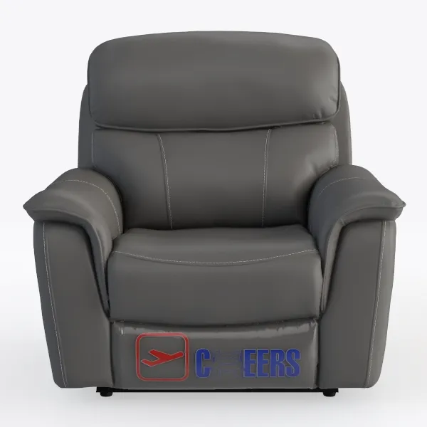 Modern Grey Leather Recliner Armchair 3D Model Front View