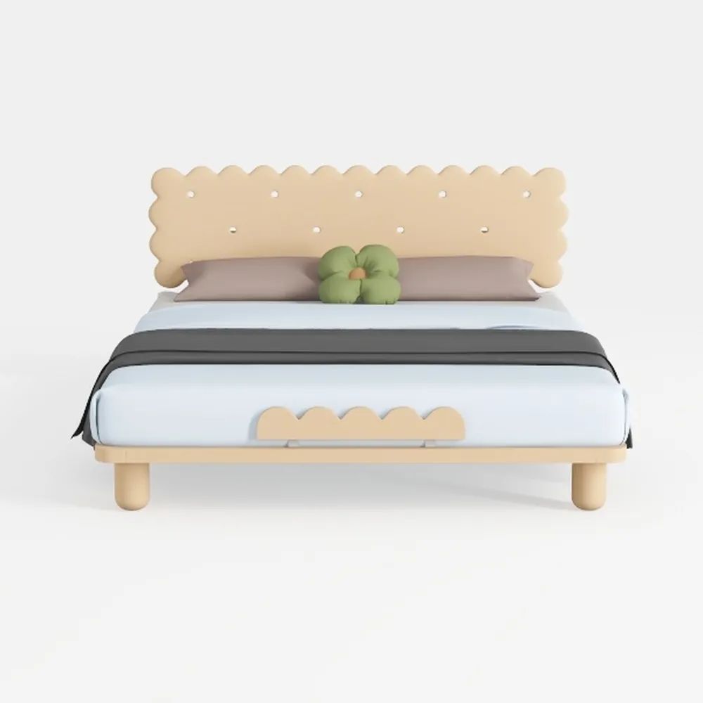 Baxton Studio Lilia Boucle Platform Bed with Scall