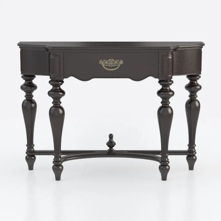 52 in. L Black Half-Moon Wood Curved Console Table