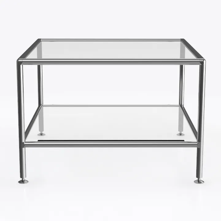 Modern Minimalist Metal Glass Two Tier Coffee Table 3D Model