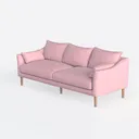 Modern Pink Fabric 3 Seater Sofa With Solid Wood Legs 3D Model Left 45 Degree View