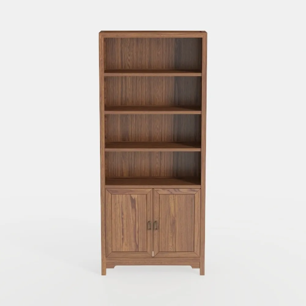 6-Tier Bookshelf with Doors, Tall Bookcase with