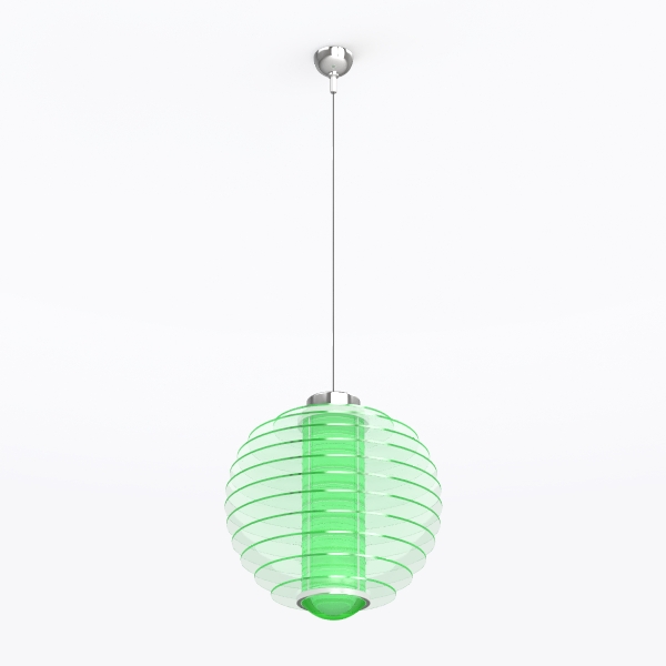 KCO Lighting Vintage Green Ribbed Glass Flush