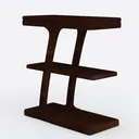 Modern Minimalist Walnut Wood Side Table With Storage Shelves 3D Model Left 45 Degree View