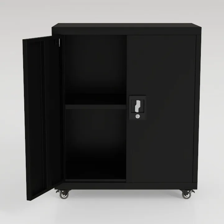 Black Metal Rolling Locking Storage Cabinet 3D Model