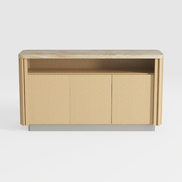 Linda Modern Natural Oak Composite Wood 60 in. Sid