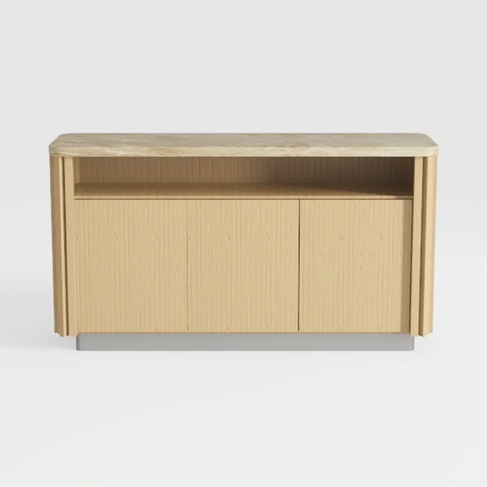 Linda Modern Natural Oak Composite Wood 60 in. Sid