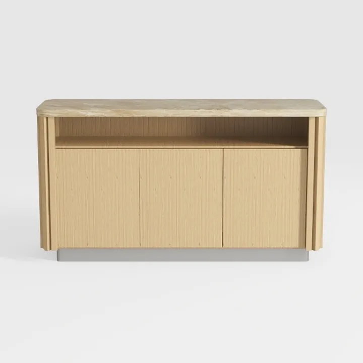 Linda Modern Natural Oak Composite Wood 60 in. Sid