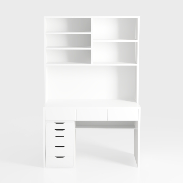 FRITHJILL L-Shaped Computer Desk with Hutch, 4 Dra