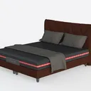 Benjara Kiran Queen Size Platform Bed, Gray Uphols Left 45 Degree View