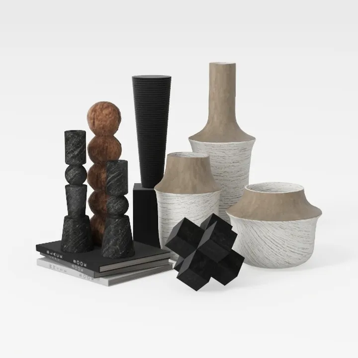 Ceramic Vase Set of 3, Neutral Rustic Vases Home