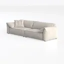Minimalist Light Gray Fabric Oversized Sofa 3D Model Left 45 Degree View