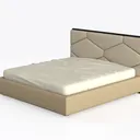 Modern Fabric Upholstered Geometric Headboard King Bed 3D Model Left 45 Degree View