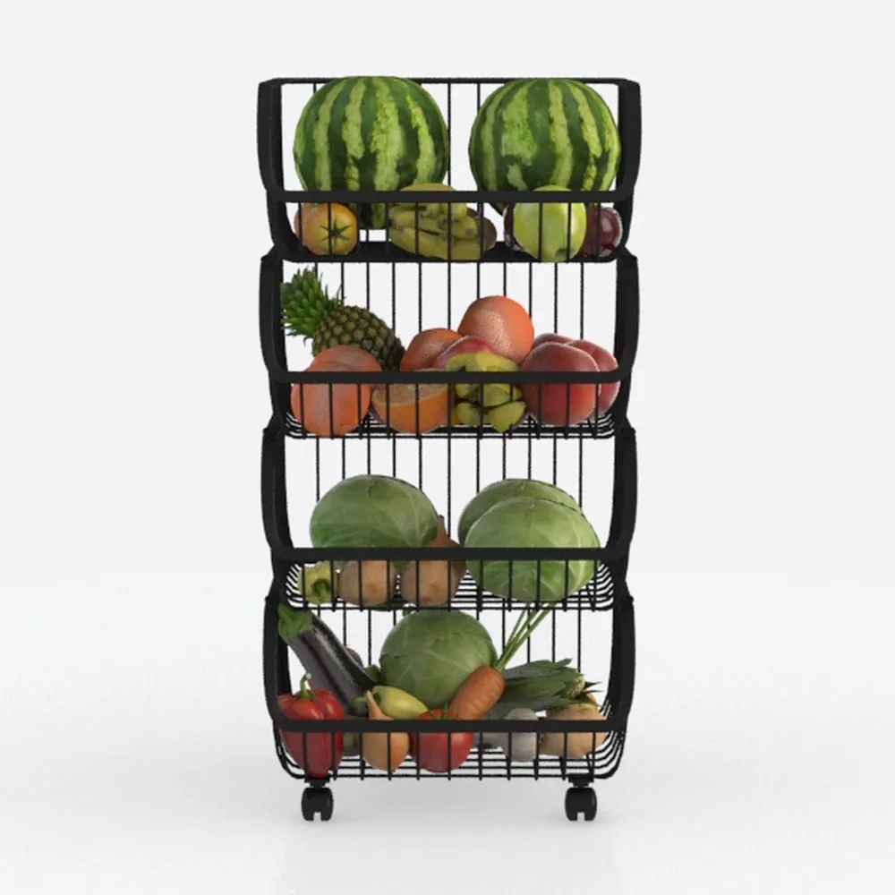 COVAODQ Snack Cart with Wheels 4-Tier Adjustable