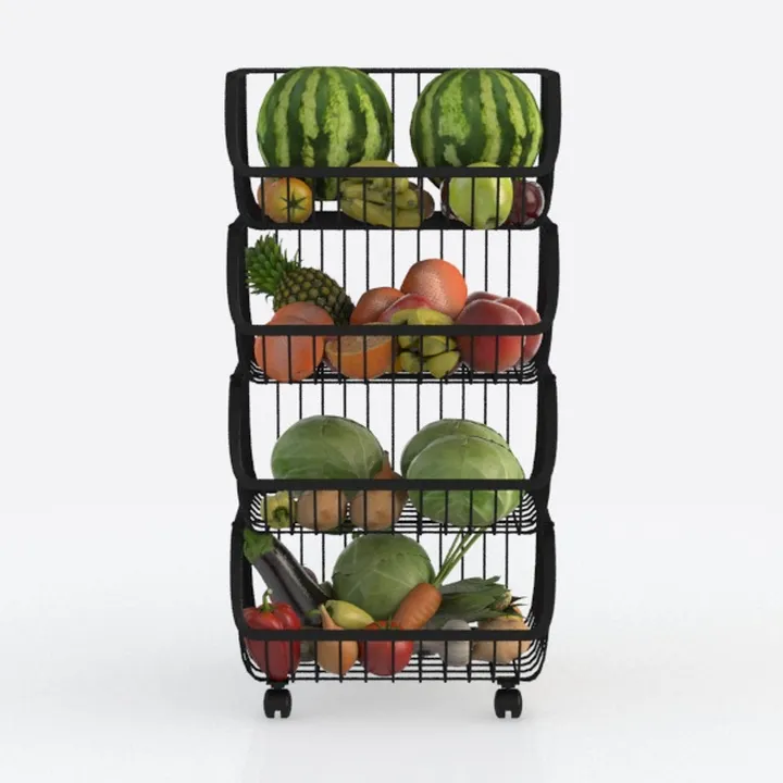 COVAODQ Snack Cart with Wheels 4-Tier Adjustable