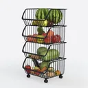 COVAODQ Snack Cart with Wheels 4-Tier Adjustable Left 45 Degree View