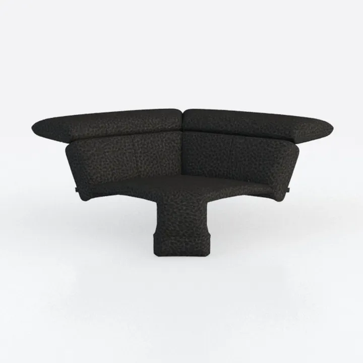Modern Minimalist Black Fabric Corner Sofa 3D Model