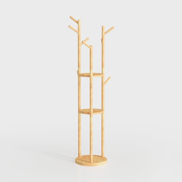 GHWIE Bamboo Rotary Coat Rack Freestanding Coat