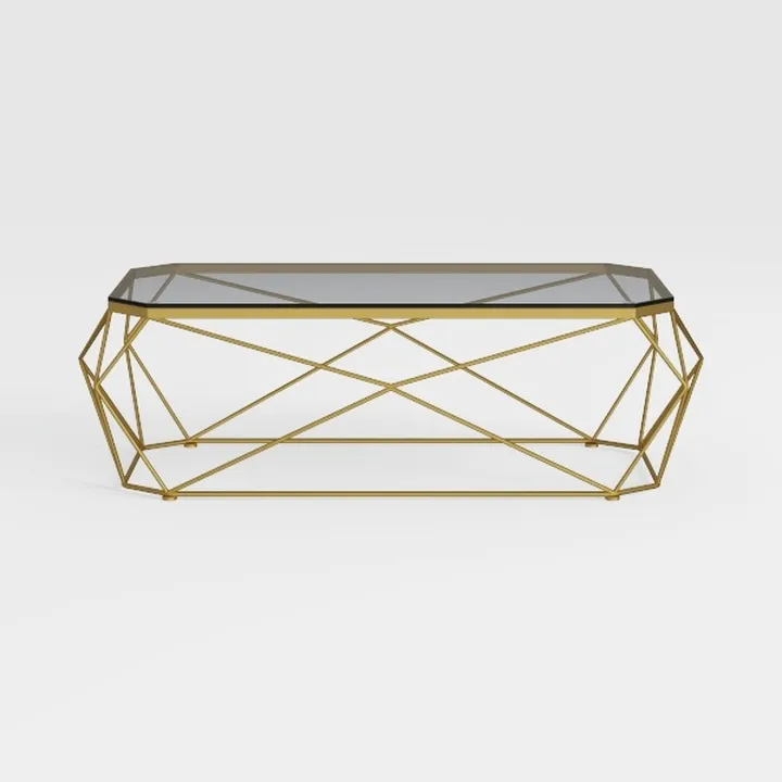 ENJAOUSLF Gold Glass Coffee Table for Living Room 