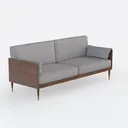Modern Fabric Solid Wood Frame Sofa With Brass Accent Legs 3D Model Right 45 Degree View